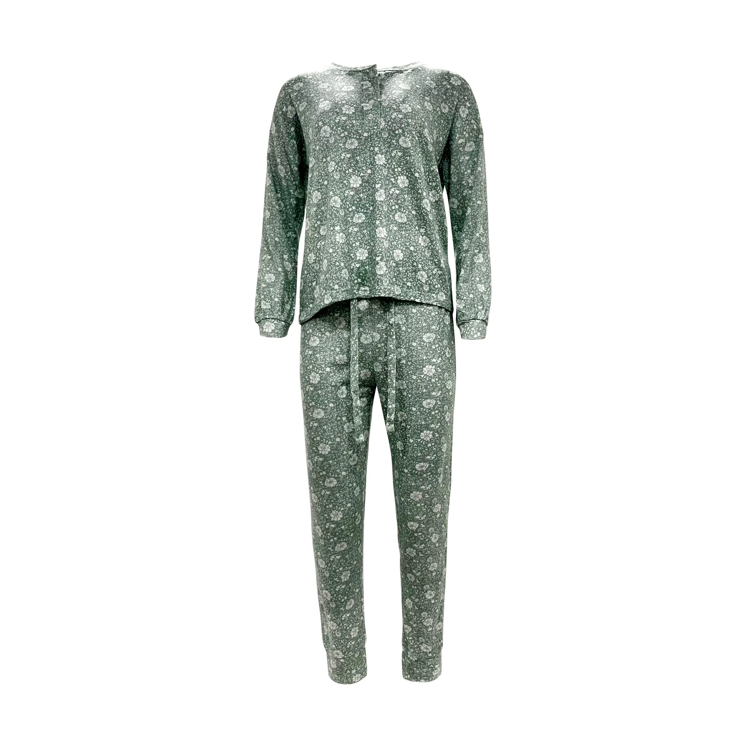 2pc Henley Top Loungewear Set