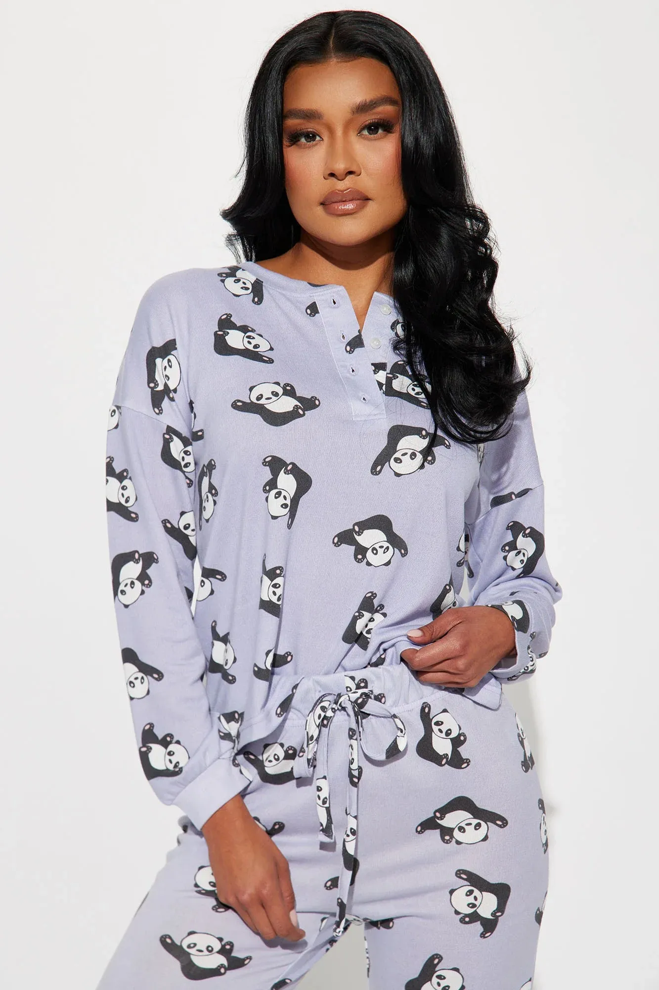 2pc Henley Top Loungewear Set