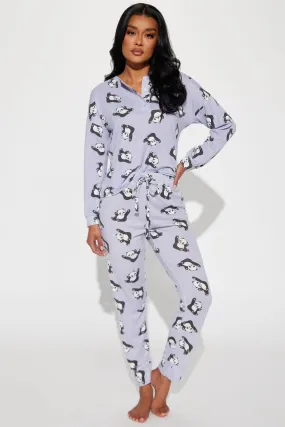 2pc Henley Top Loungewear Set