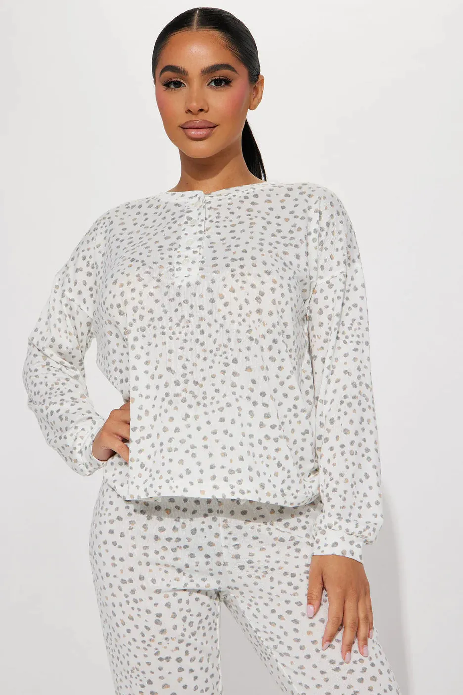 2pc Henley Top Loungewear Set