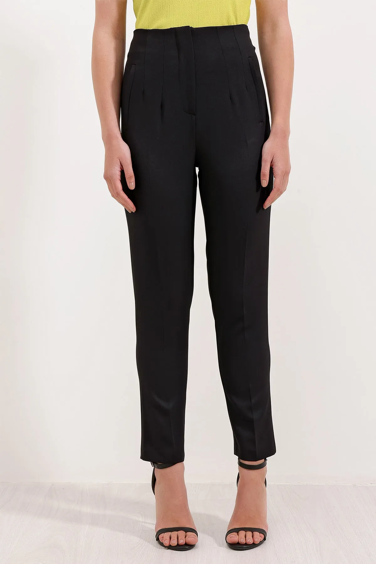 BGD Women Woman Black High Waisted Fabric Pants 6650 - Avondale