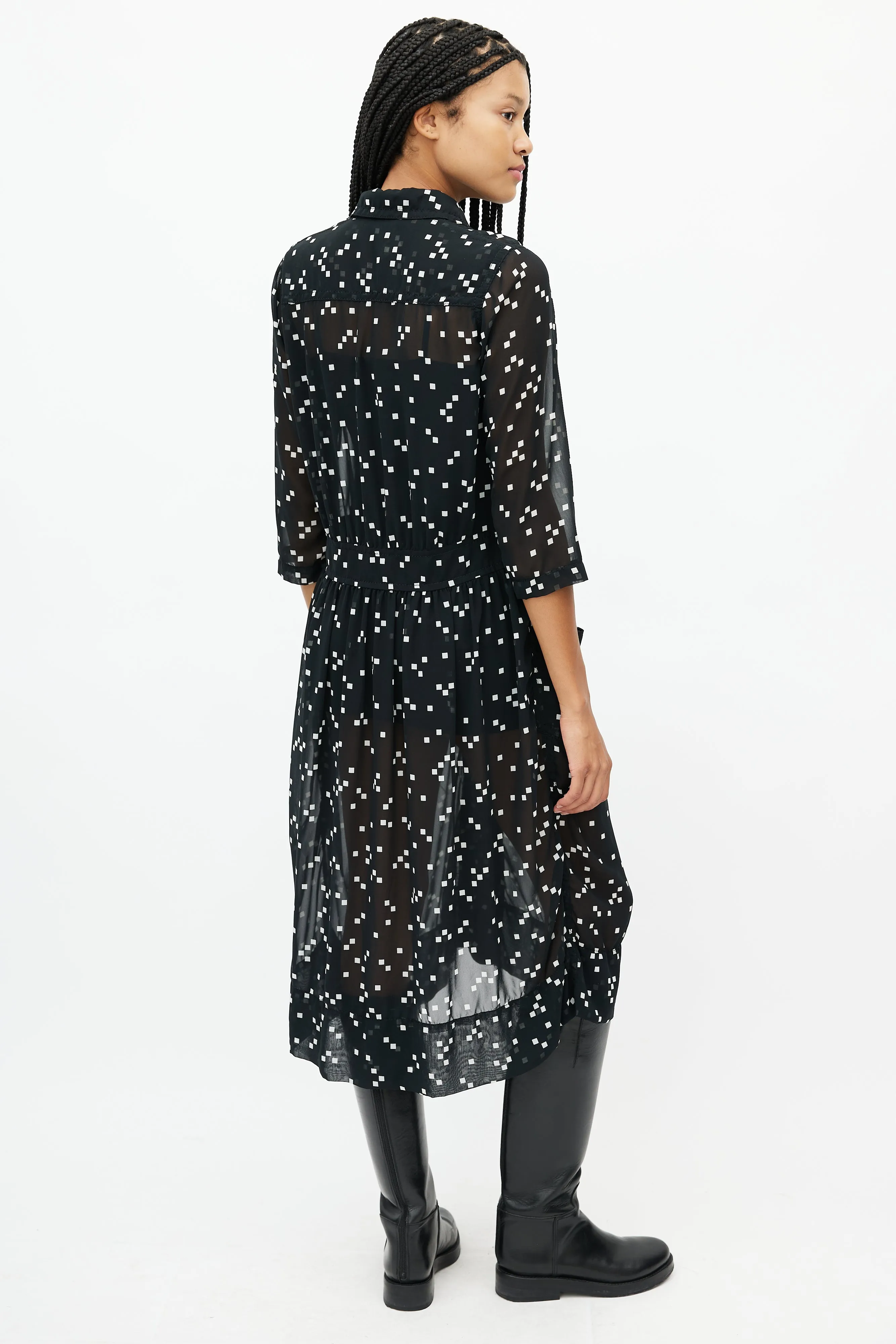Black & White Belted Square Dress