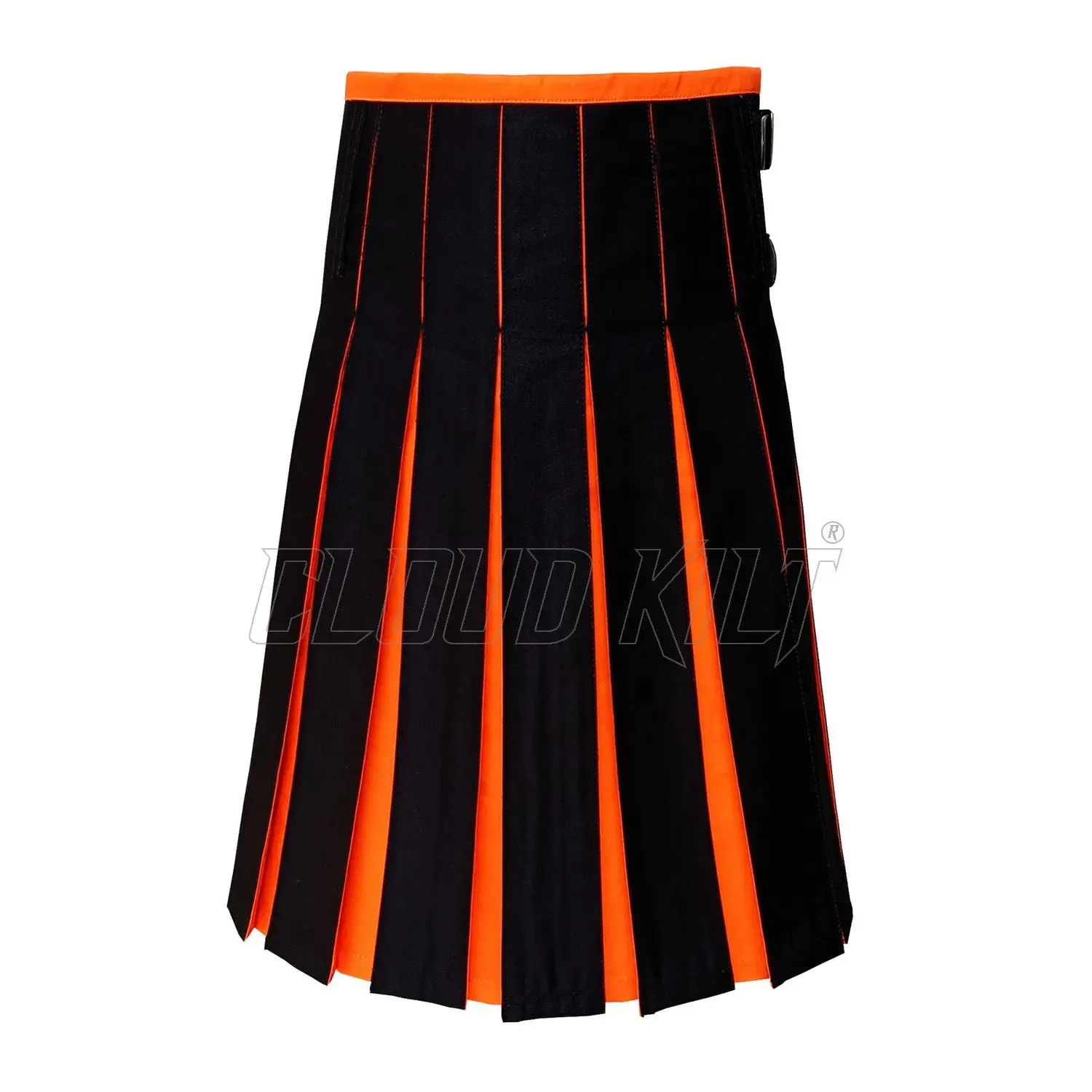 Black With Orange Tartan Style Hybrid Kilt