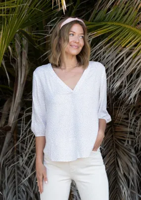 Bohemian Dotted Lace Up Back Flowy Blouse