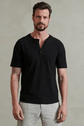 Button Up Cotton T-Shirt Black