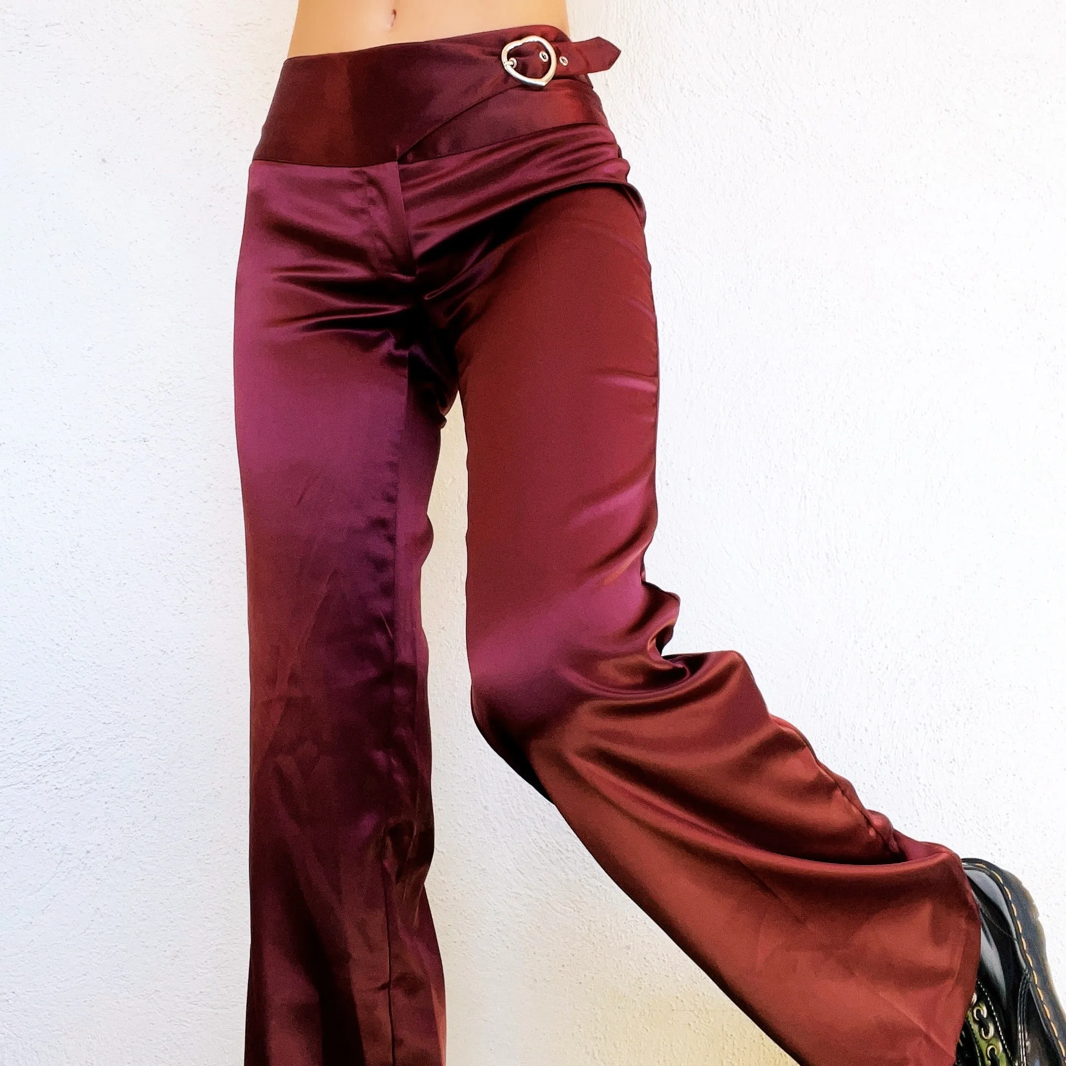 Early 2000s Burgundy Satin Pants
