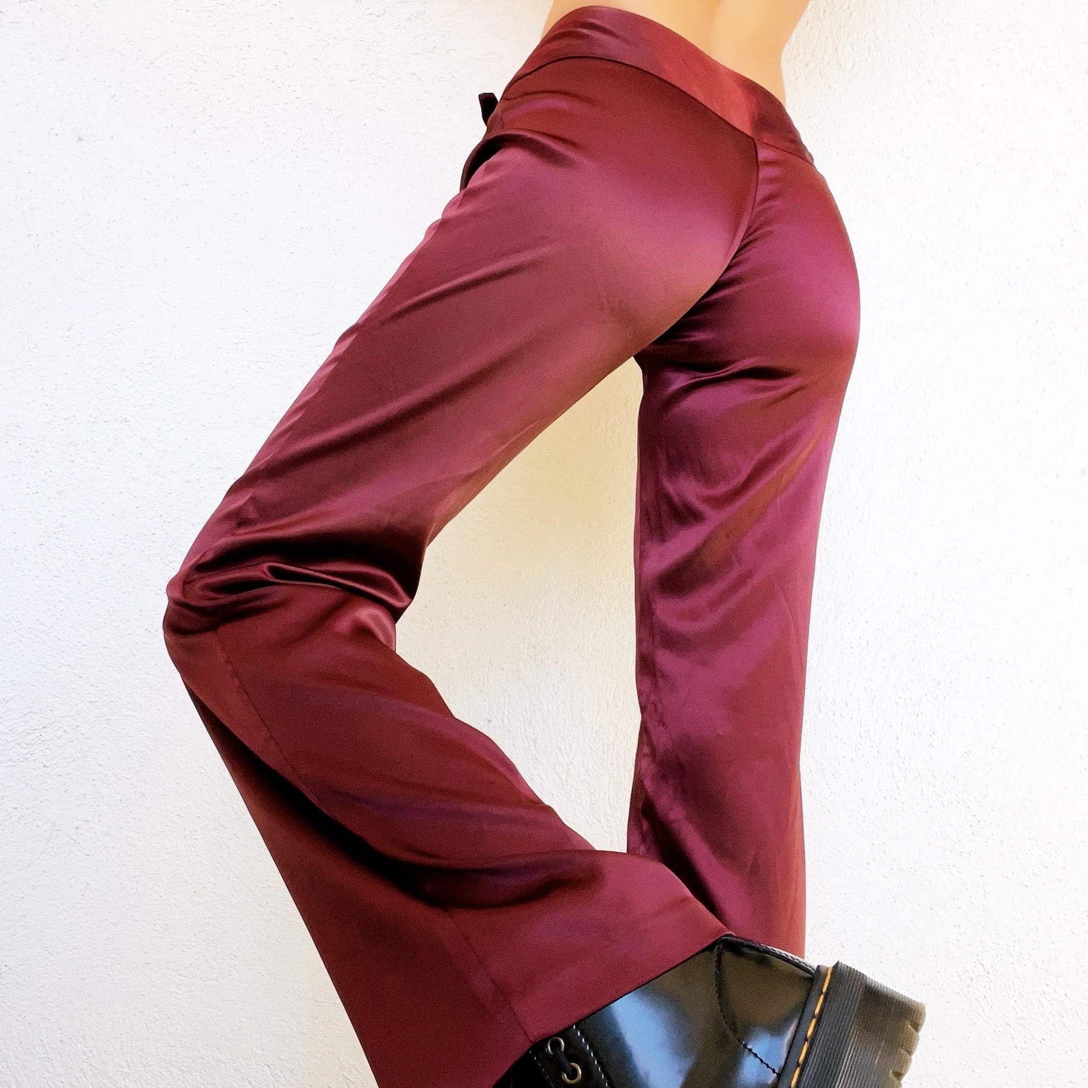 Early 2000s Burgundy Satin Pants
