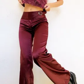 Early 2000s Burgundy Satin Pants