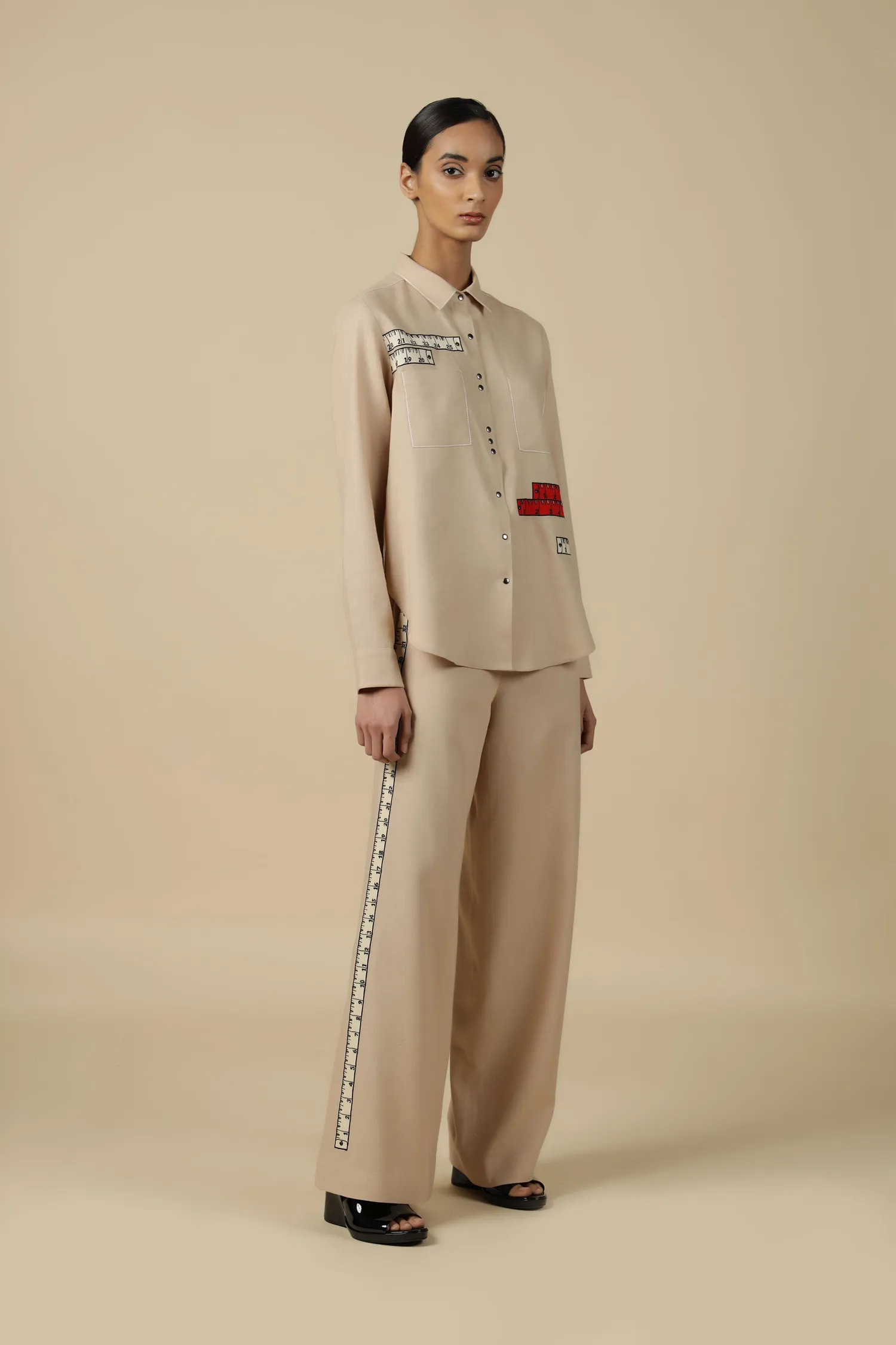 Flared Pants Of (Measuring Tape High Low Shirt)
