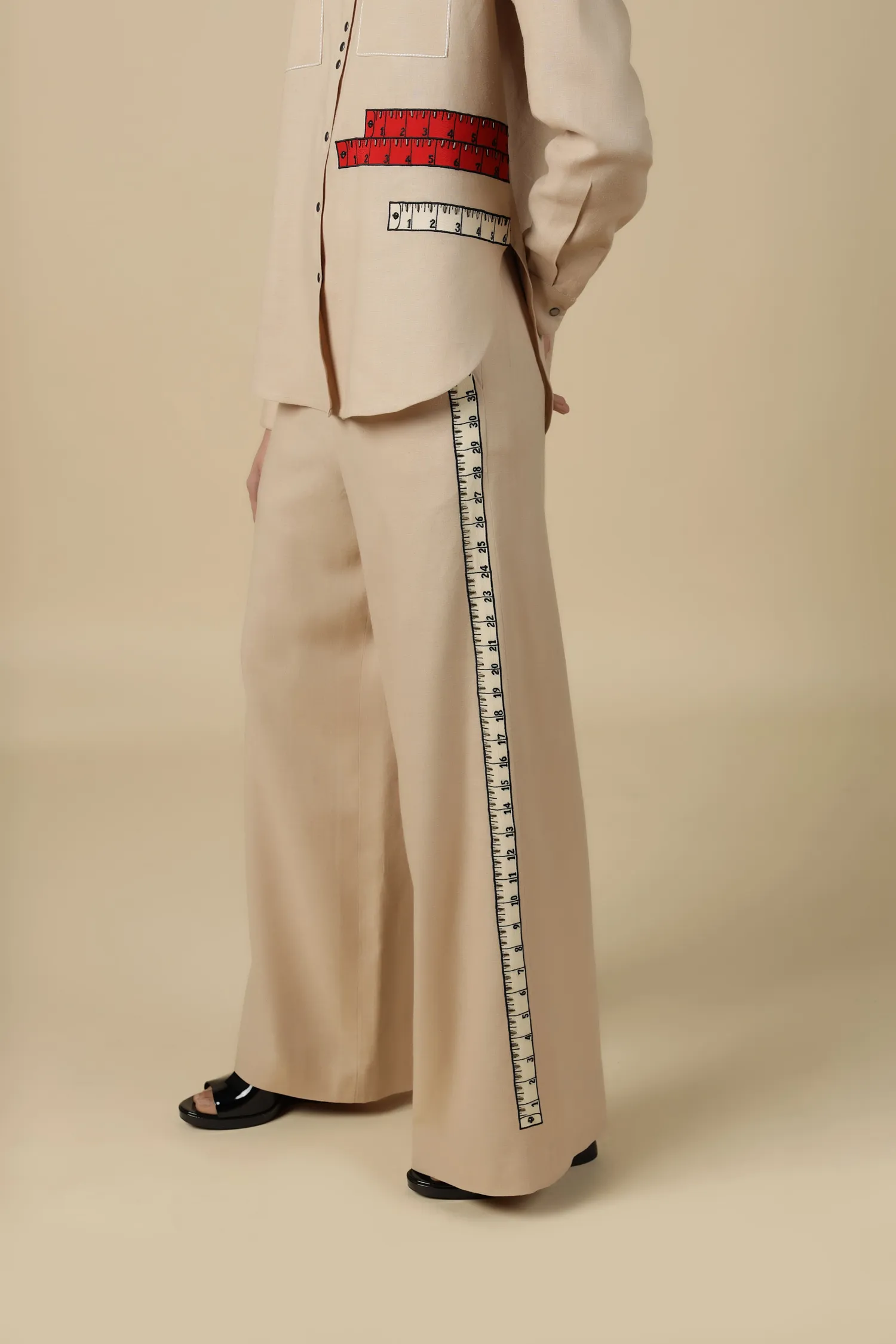 Flared Pants Of (Measuring Tape High Low Shirt)
