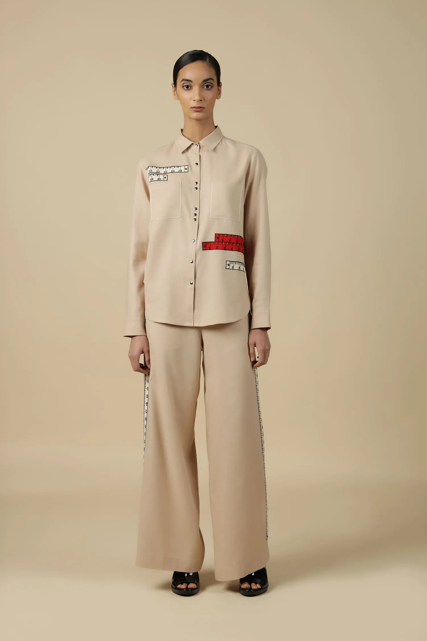 Flared Pants Of (Measuring Tape High Low Shirt)