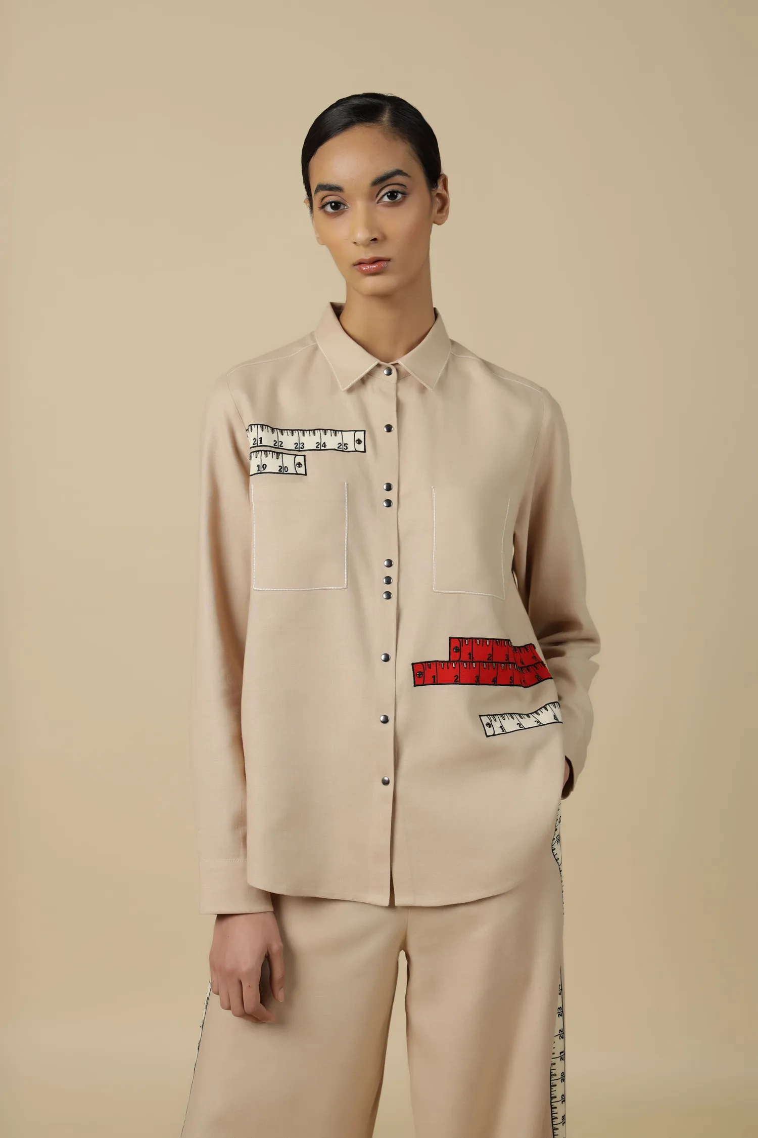 Flared Pants Of (Measuring Tape High Low Shirt)
