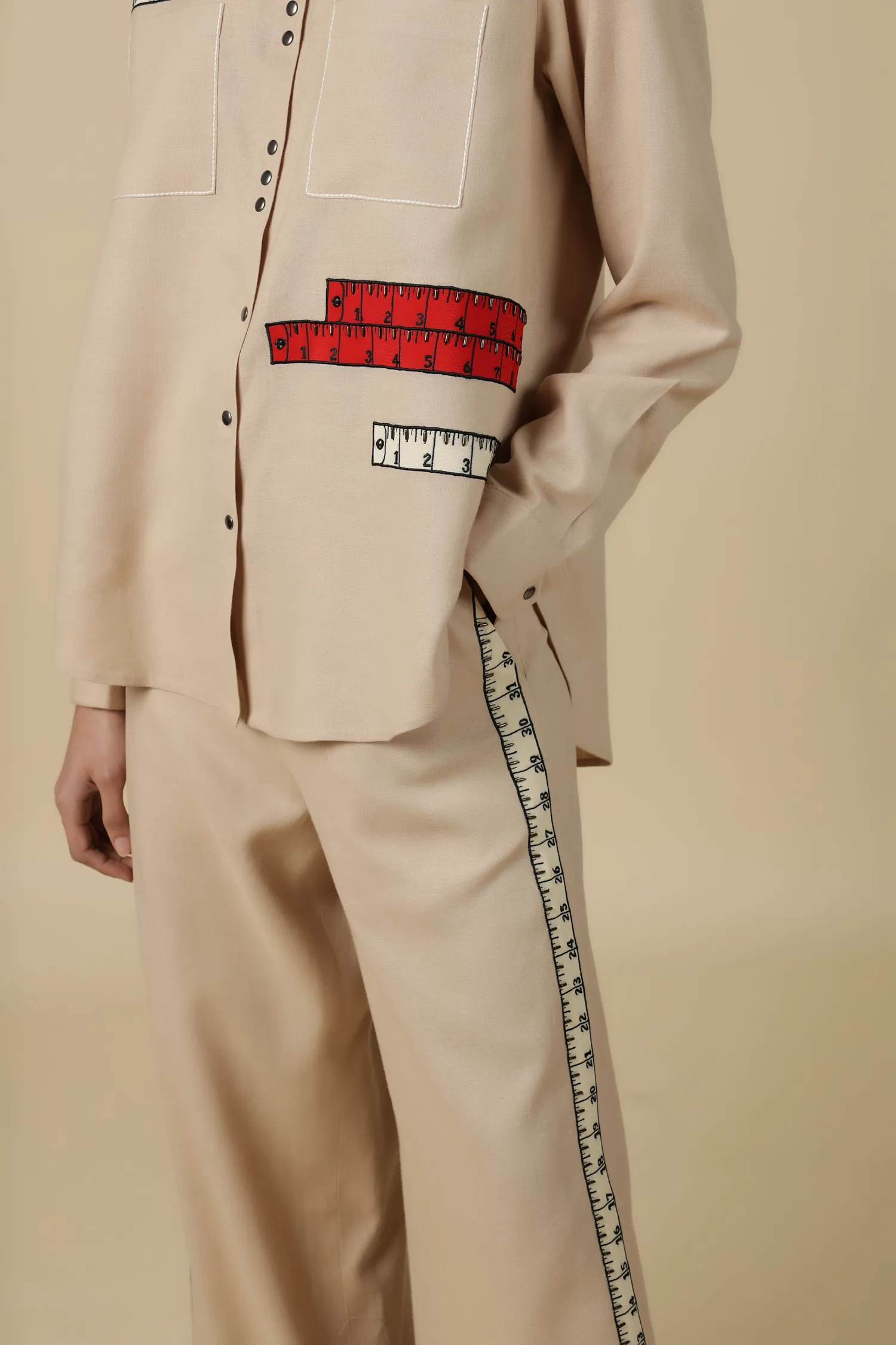 Flared Pants Of (Measuring Tape High Low Shirt)
