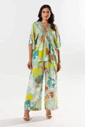 Green Printed Top and Pant Co-ord Set