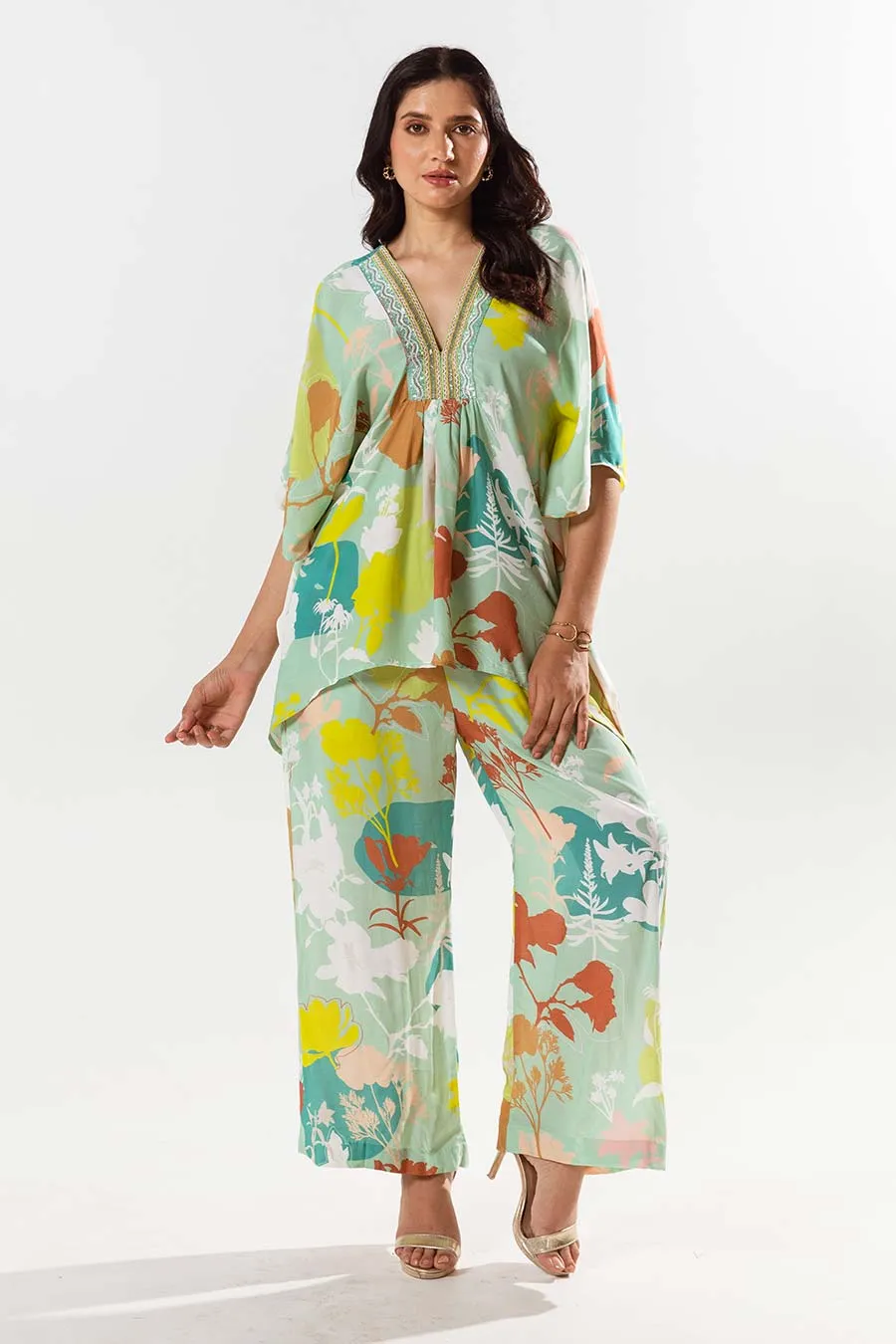 Green Printed Top and Pant Co-ord Set