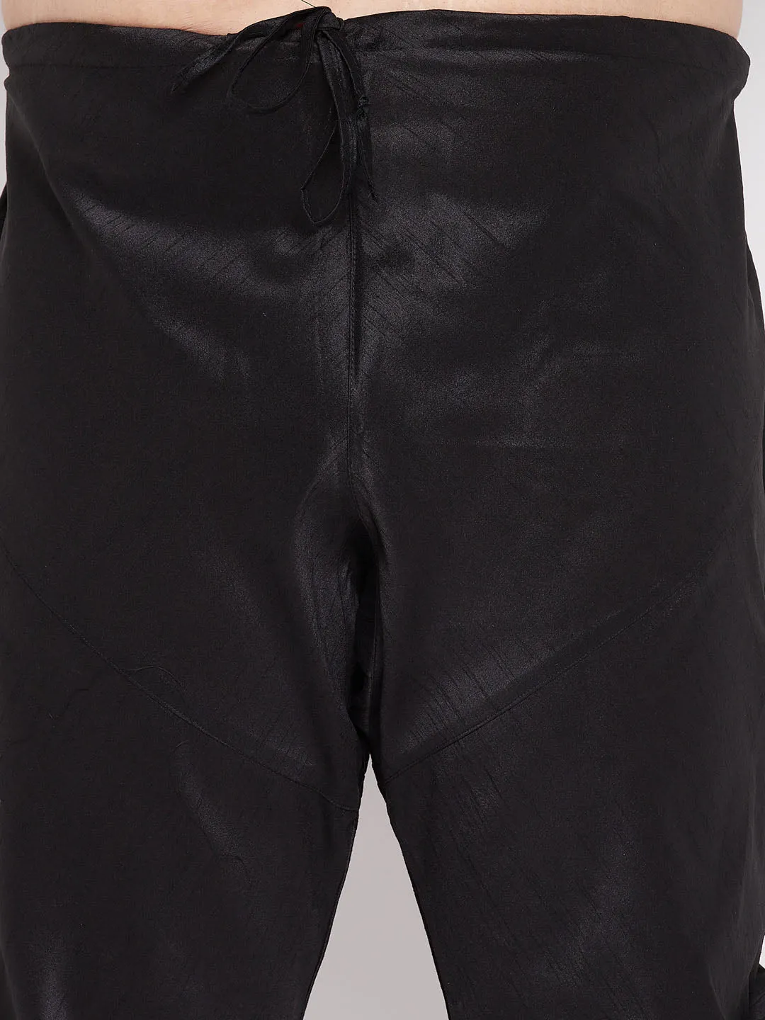Jashvi Men's Plus Size Black Woven Kurta And Pyjama Set