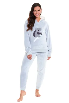 Koala Bear Fleece Hooded Pyjama Set Soft Plush Loungewear for Kids and Adults Cosy Nightwear with Hoodie and Elasticated Pants by Daisy Dreamer