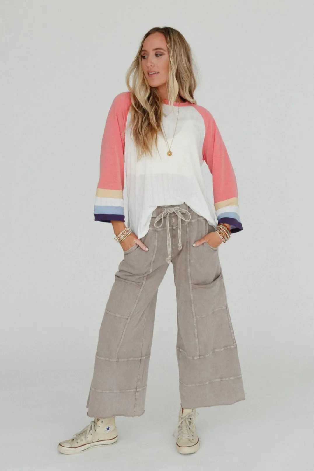 Lucky One Wide Leg Pant - Taupe