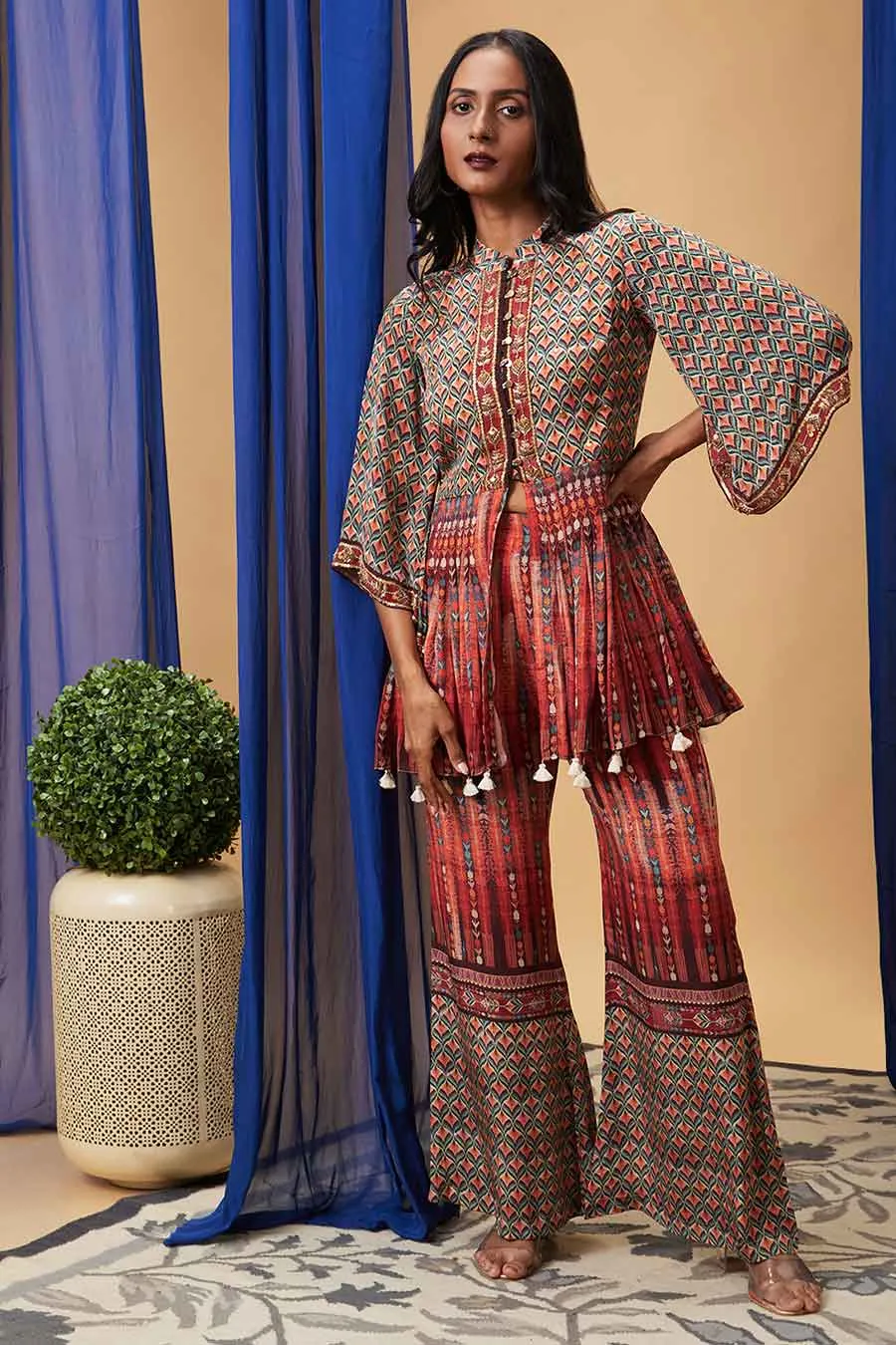 Maroon Adah Embroidered Kurta Set