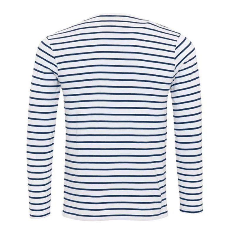 Men's Striped Henley Collar Long Sleeve Casual T-shirt