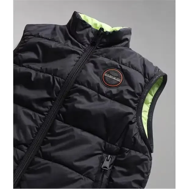 Napapijri BlackLime Boys Santafe Reversible Gilet Age 6 Years Old, New