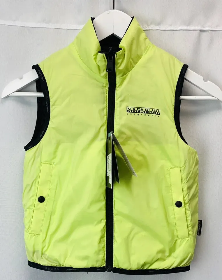 Napapijri BlackLime Boys Santafe Reversible Gilet Age 6 Years Old, New