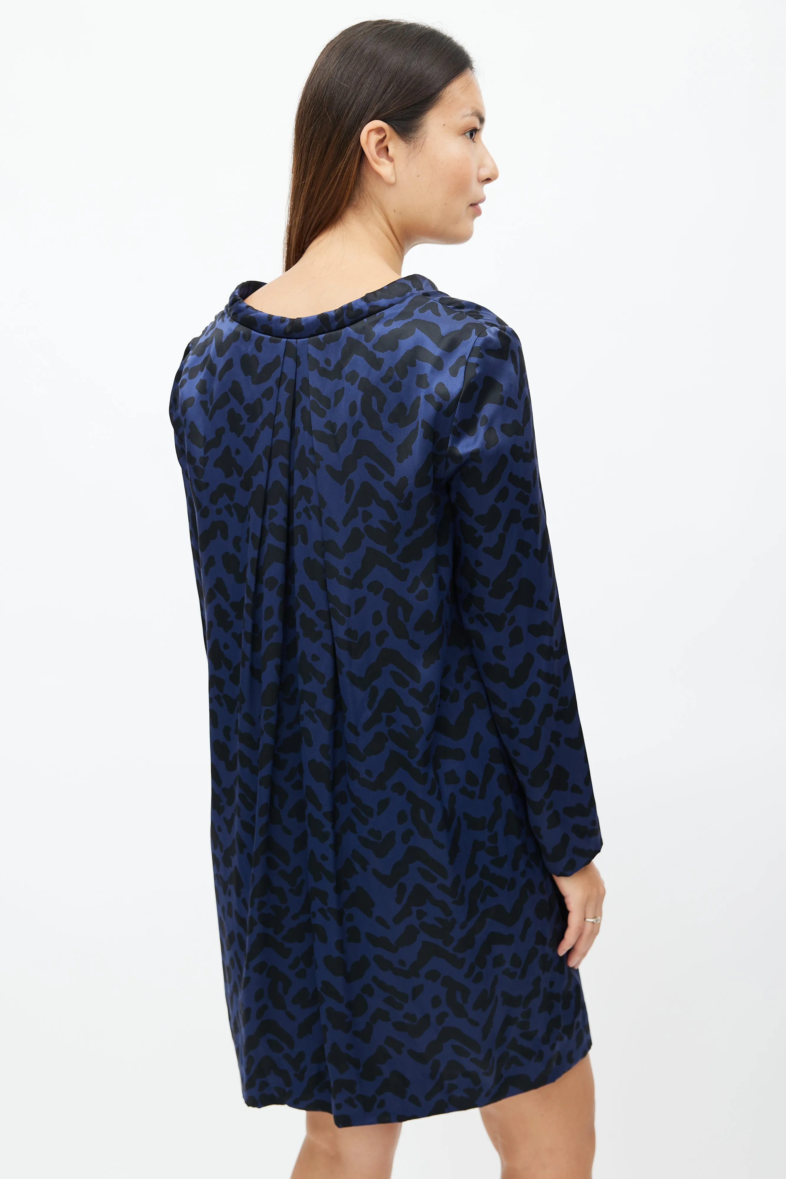 Navy & Black Silk Dress