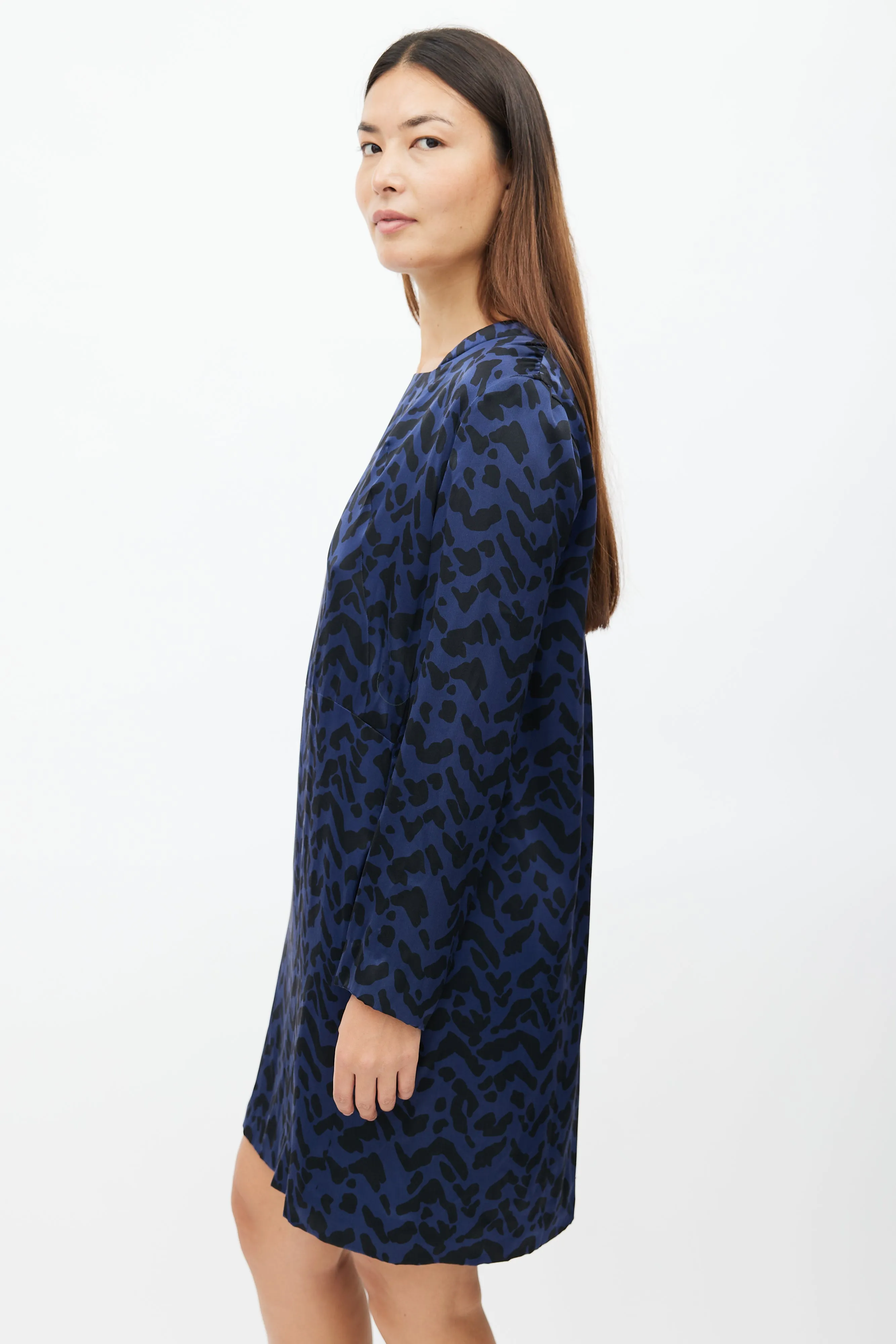 Navy & Black Silk Dress
