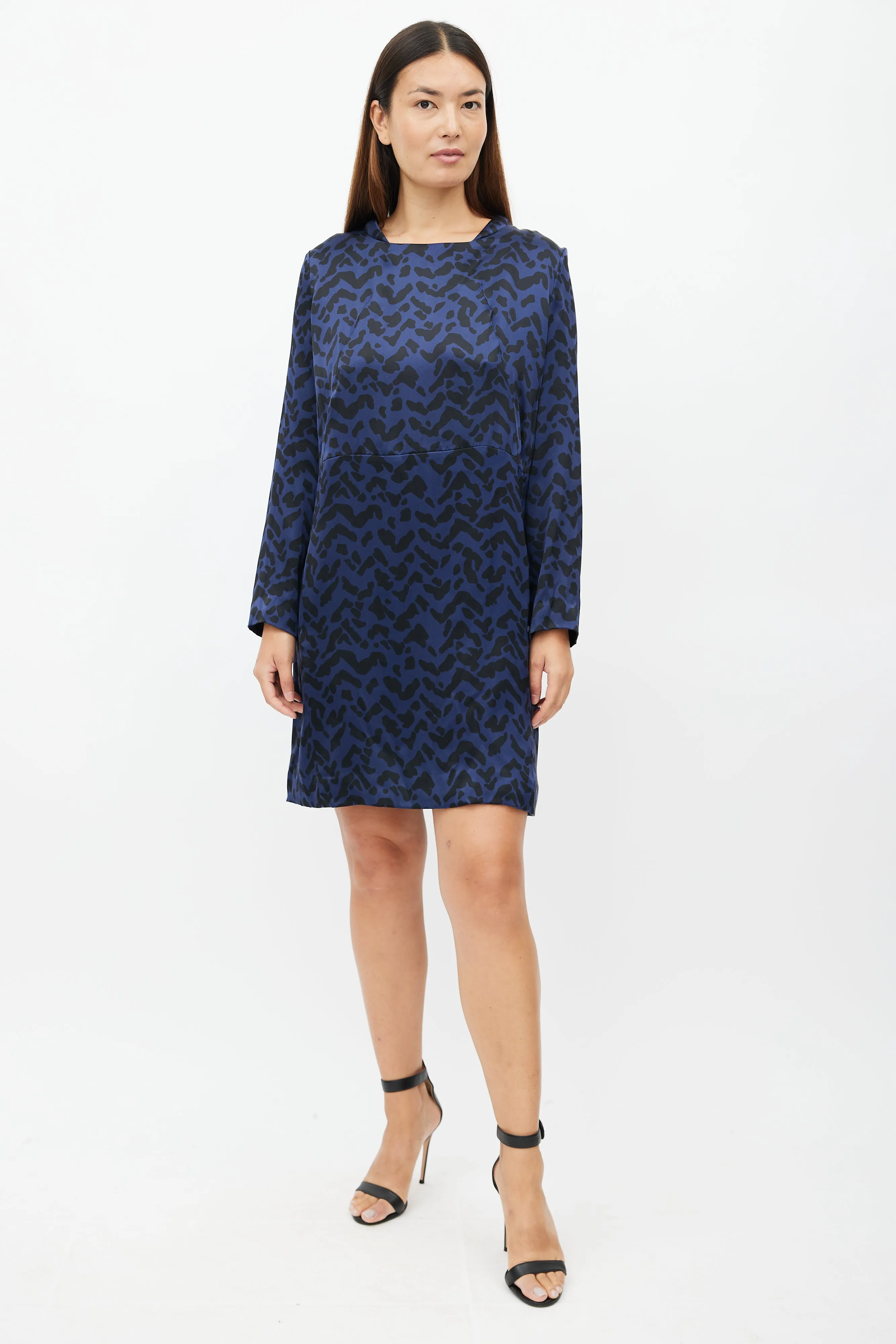 Navy & Black Silk Dress
