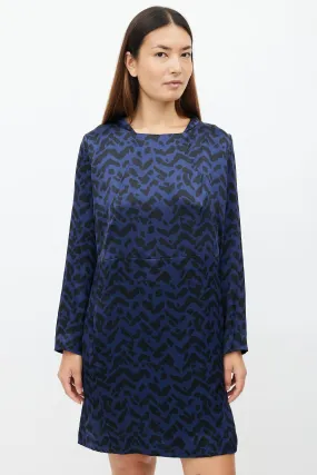 Navy & Black Silk Dress