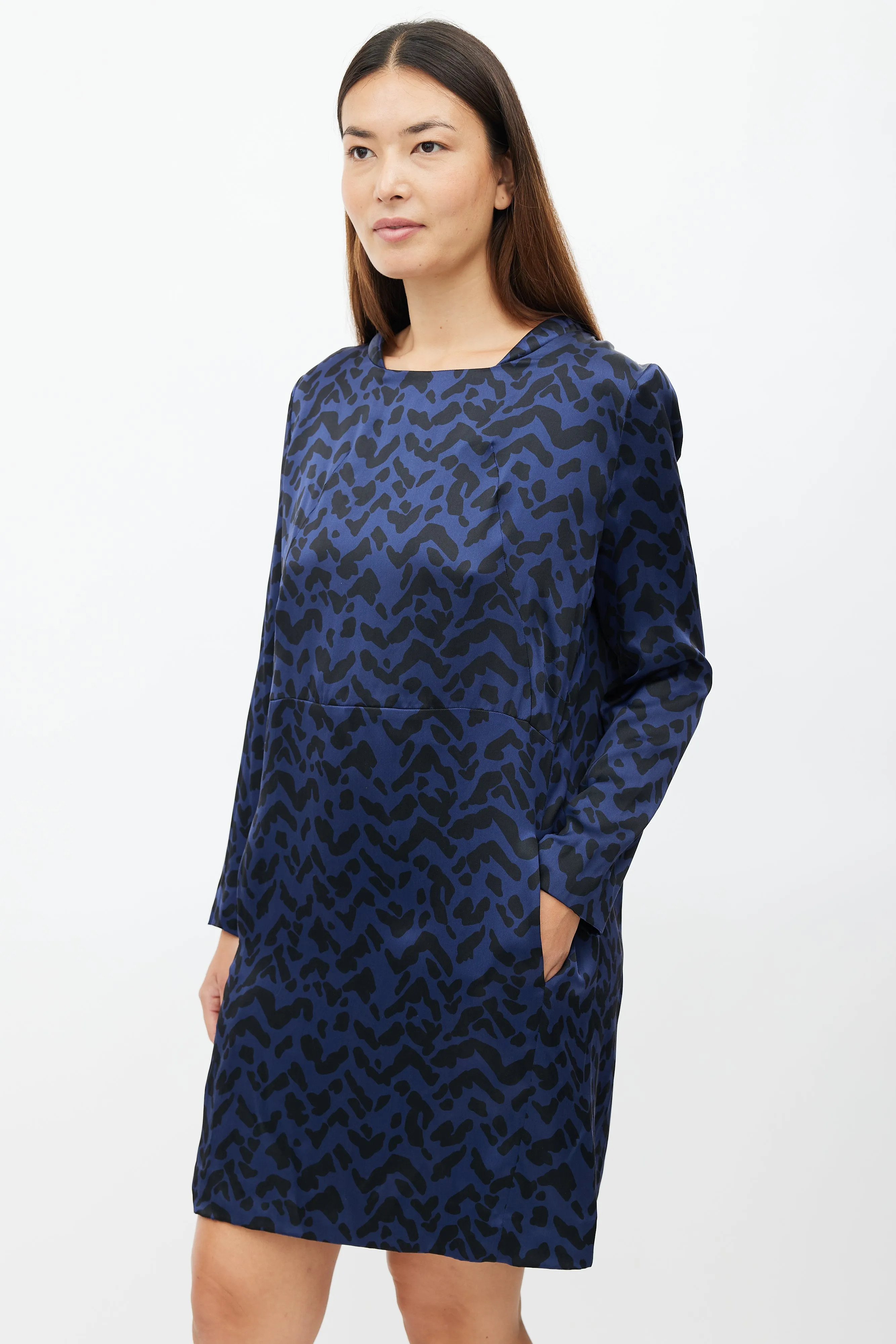 Navy & Black Silk Dress