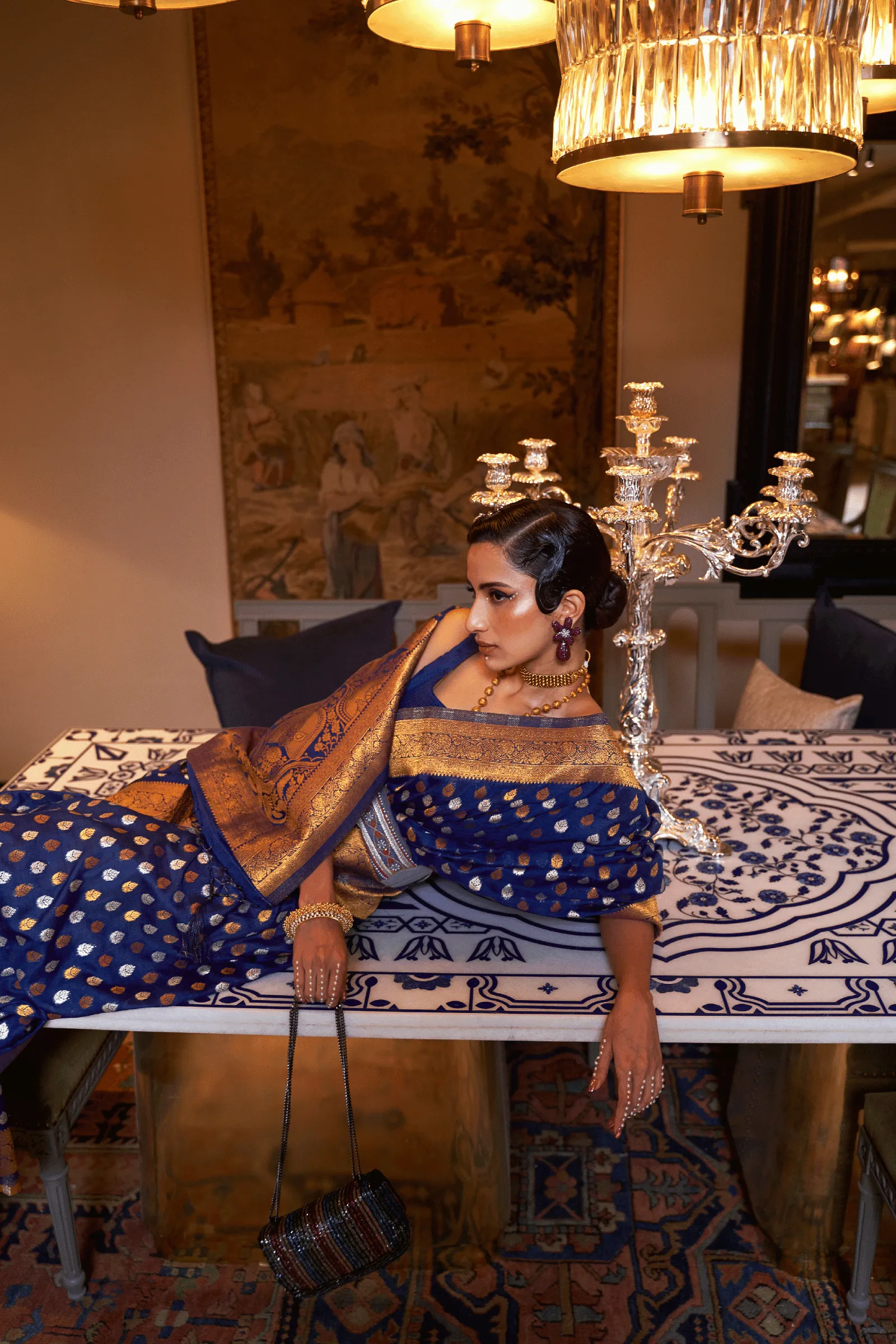 Ready to Wear Copper Zari Woven Silk Saree