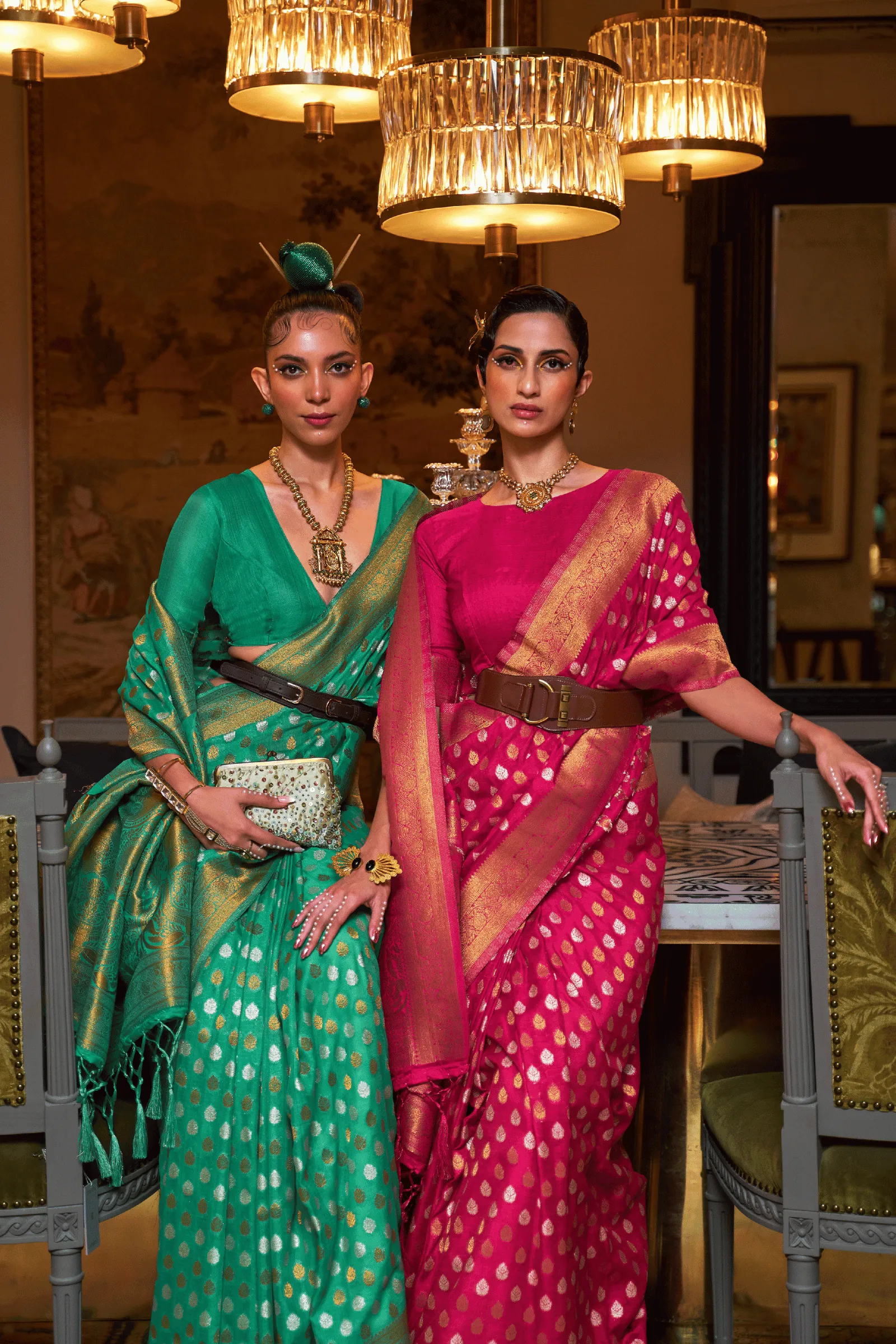 Ready to Wear Copper Zari Woven Silk Saree