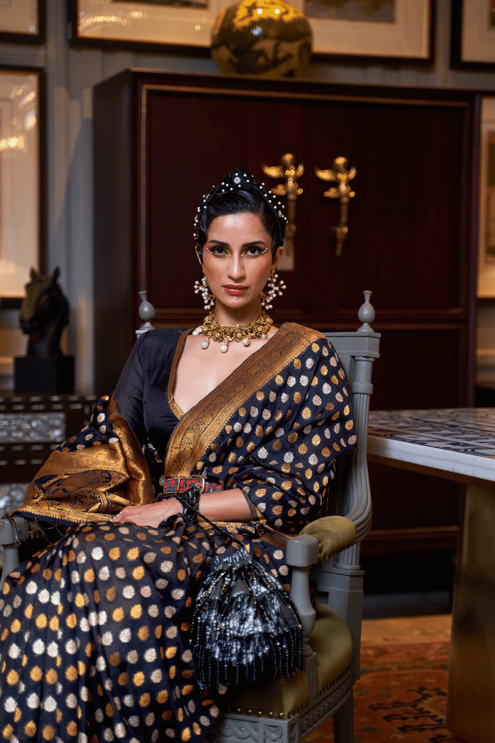 Ready to Wear Copper Zari Woven Silk Saree