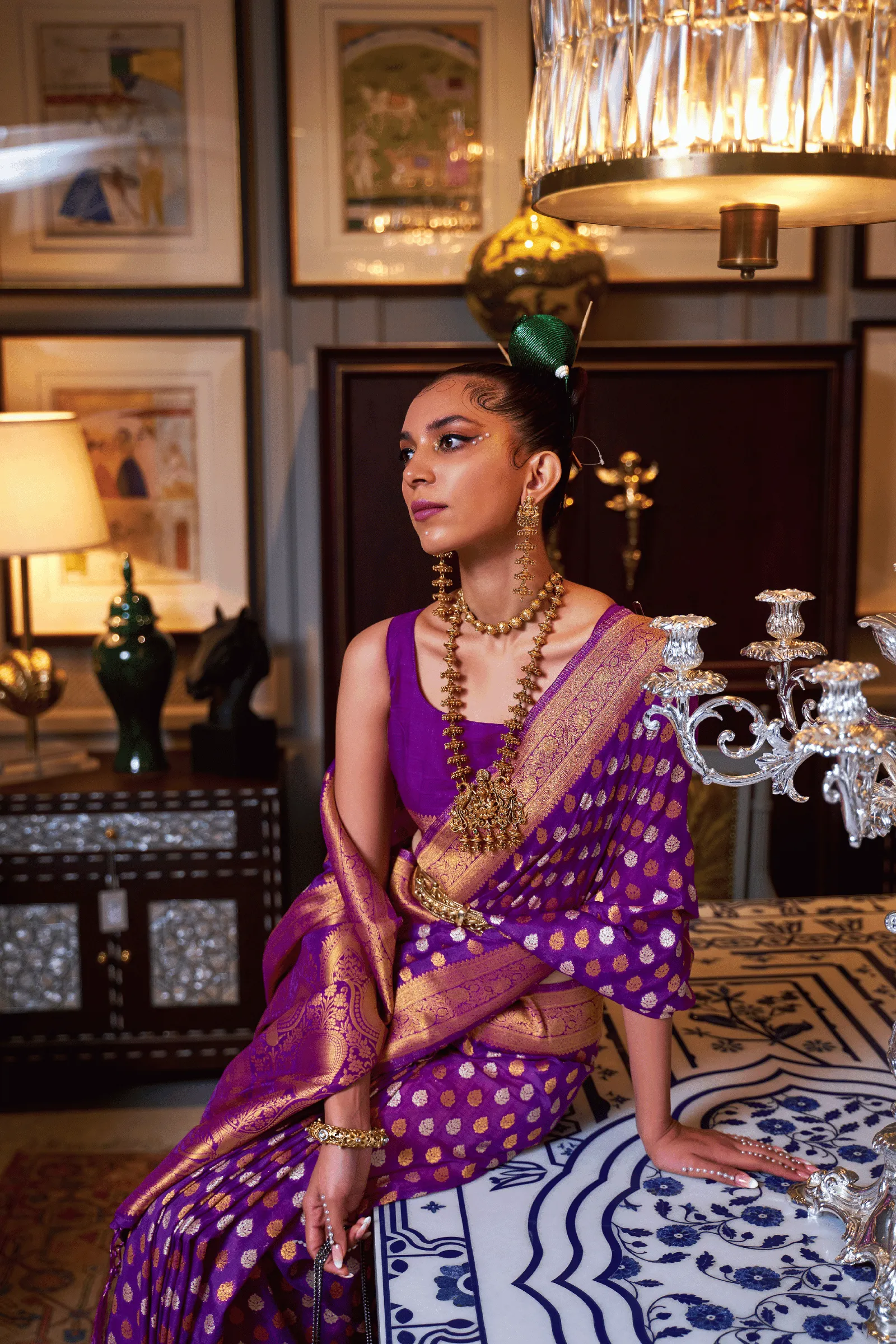 Ready to Wear Copper Zari Woven Silk Saree