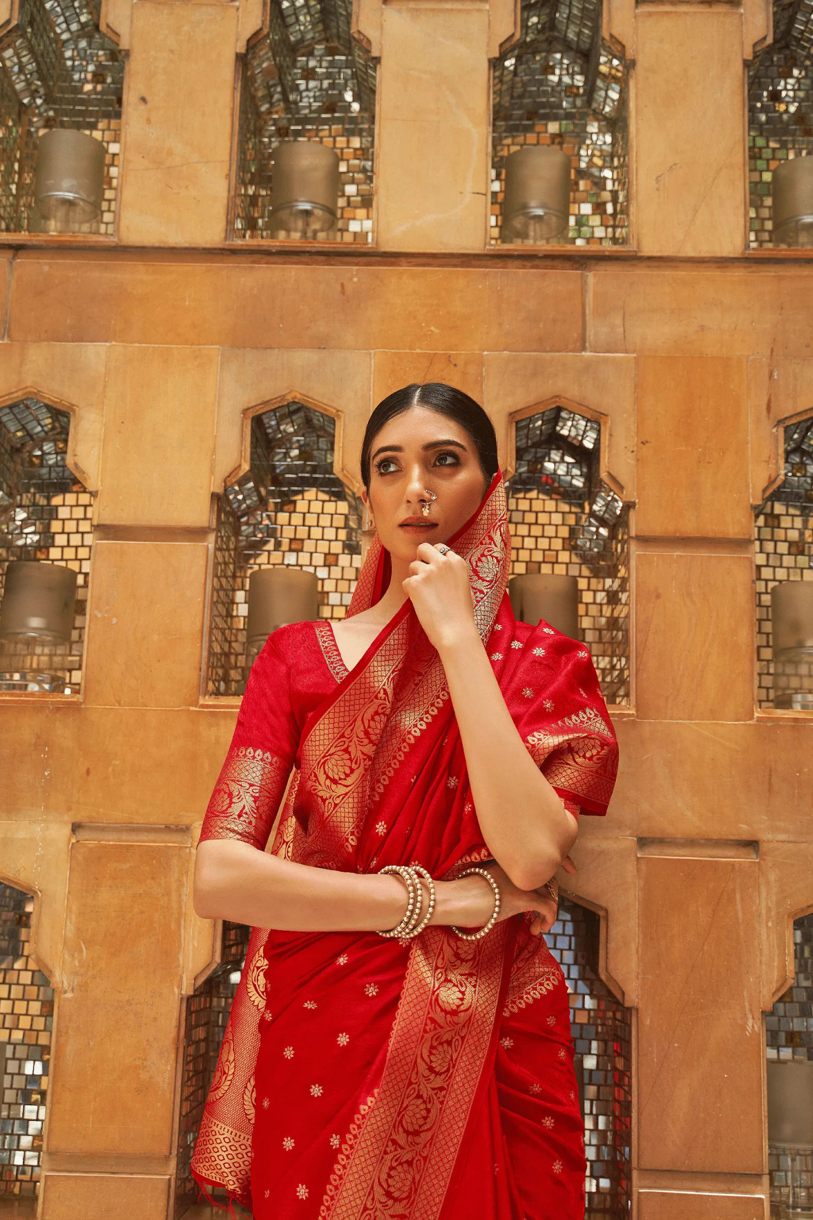Ready to Wear Kanjeevaram Saree with Gold Border