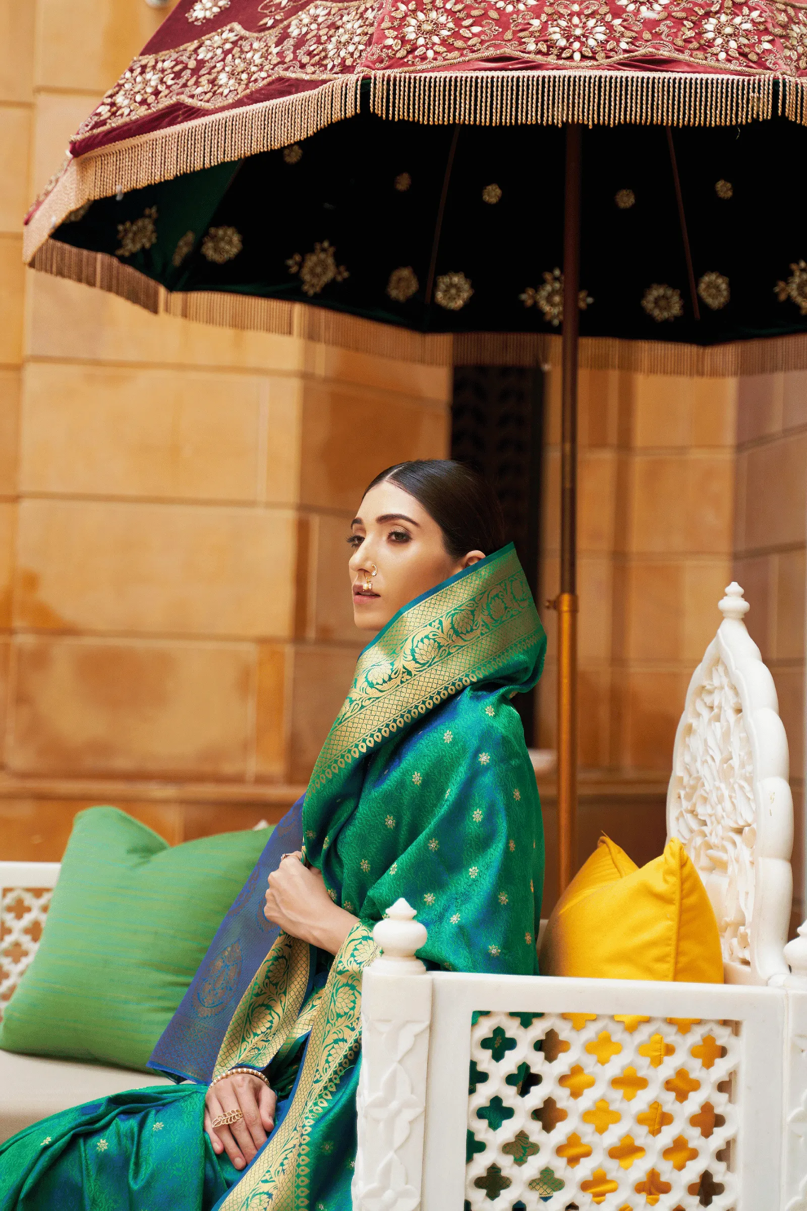 Ready to Wear Kanjeevaram Saree with Gold Border
