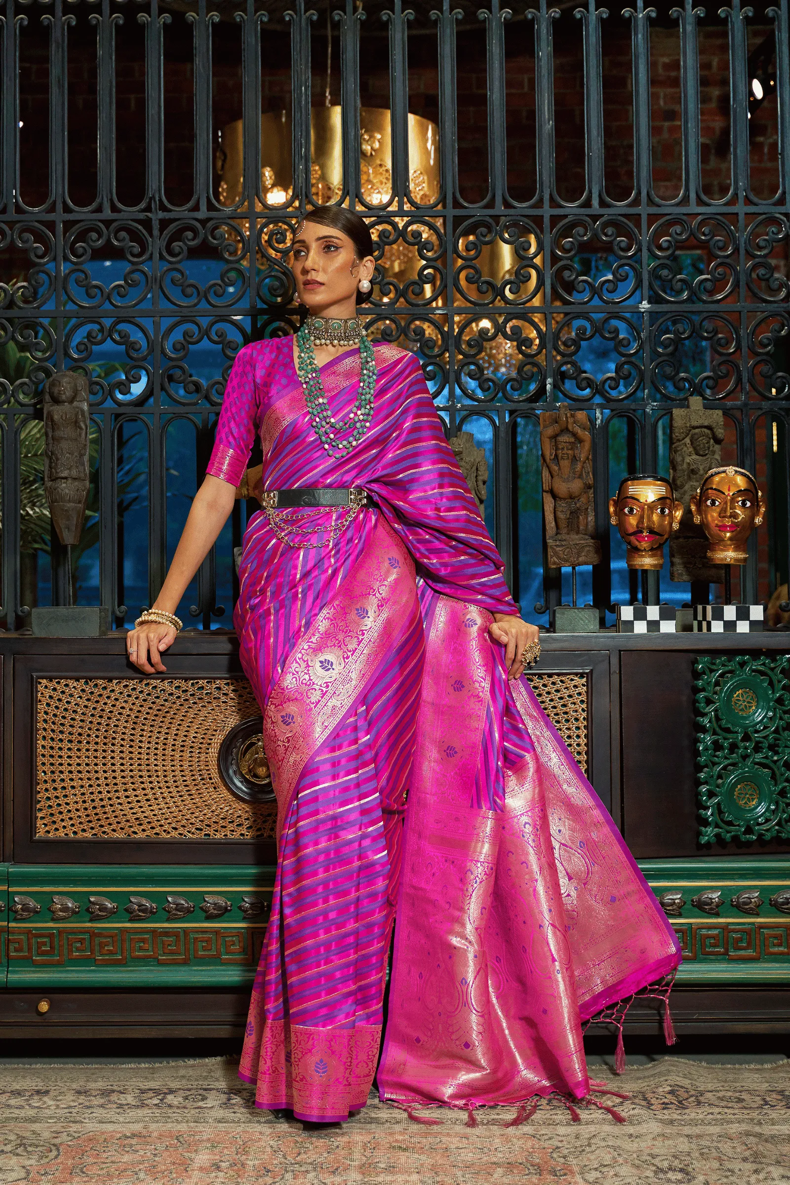 Ready to Wear Leheriya Kanjeevaram Saree
