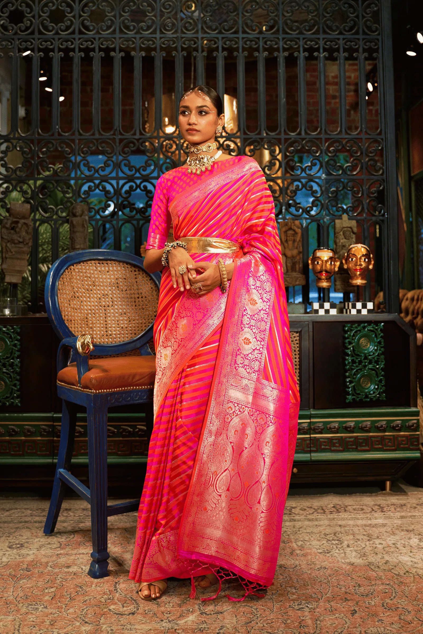 Ready to Wear Leheriya Kanjeevaram Saree