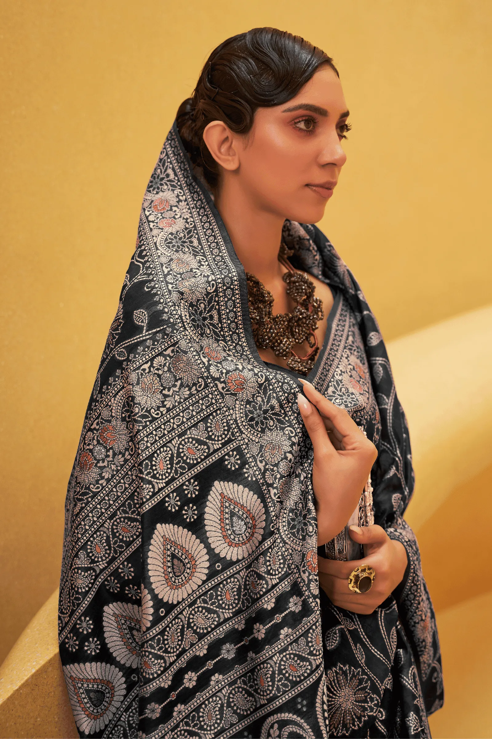 Ready to Wear Lucknawi Weaving Silk Saree
