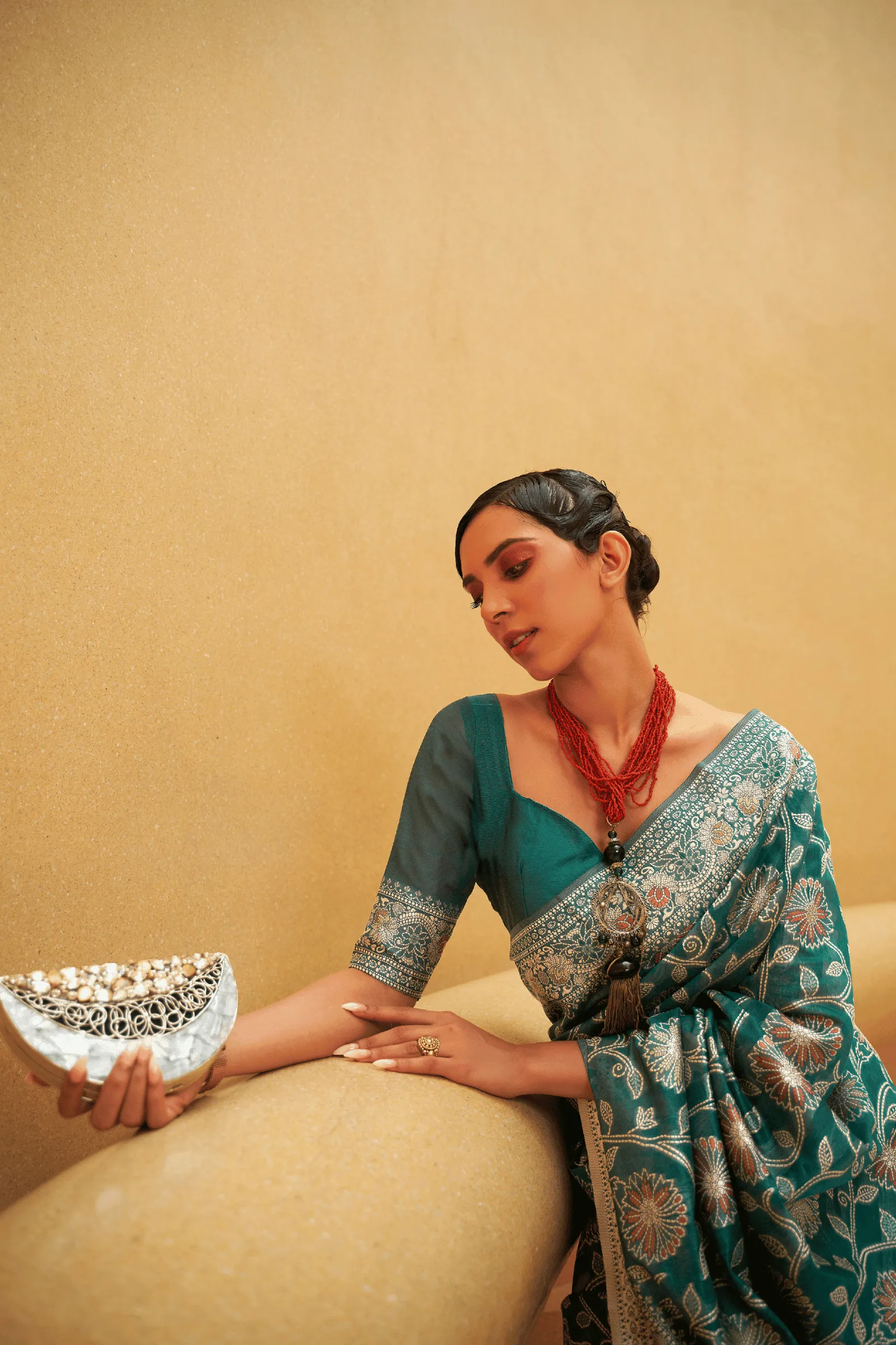 Ready to Wear Lucknawi Weaving Silk Saree