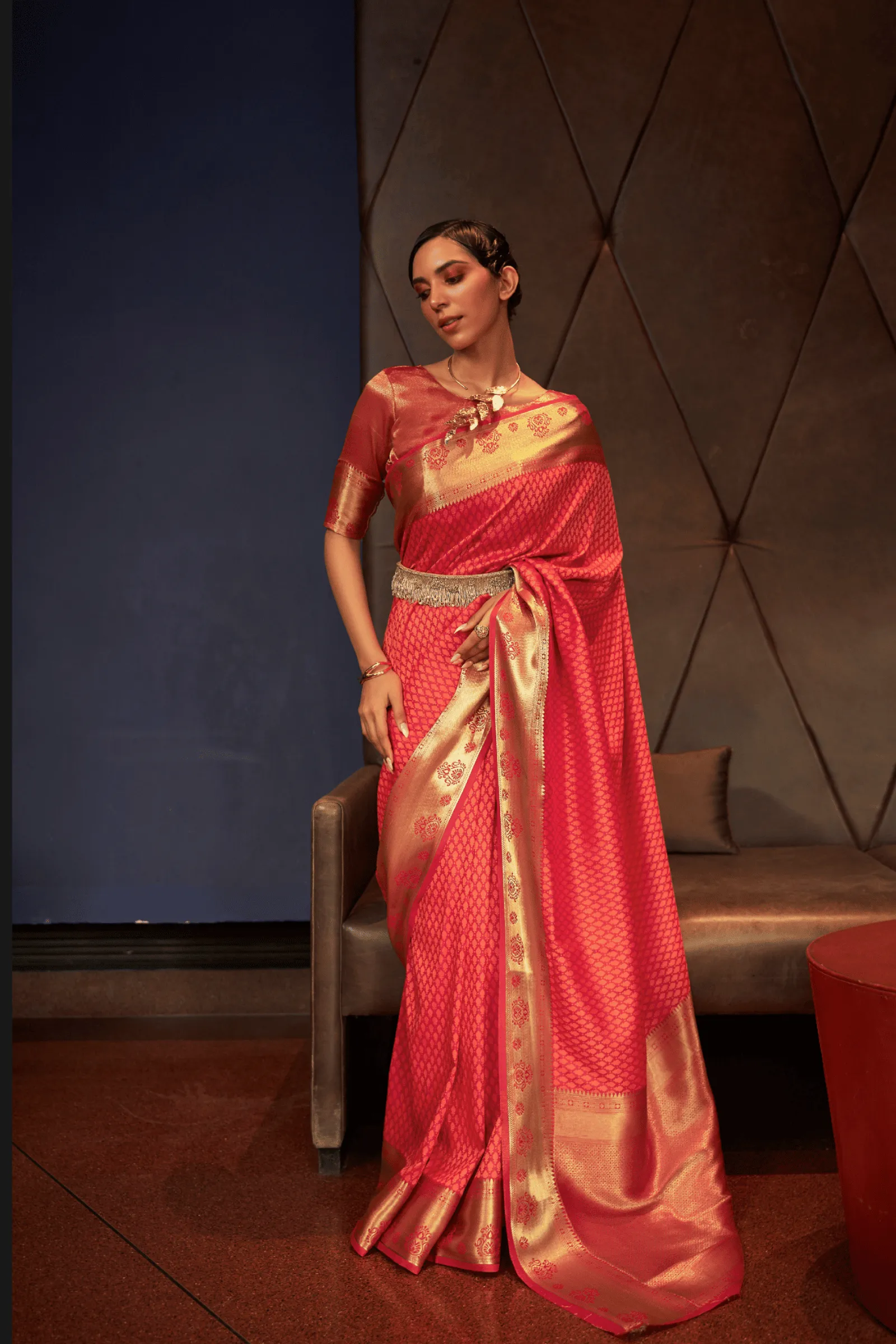 Ready to Wear Zari Woven Banarasi Silk Saree