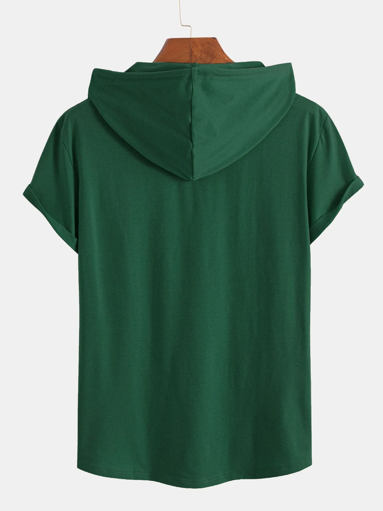 Short Sleeve Henley Hooded T-Shirt