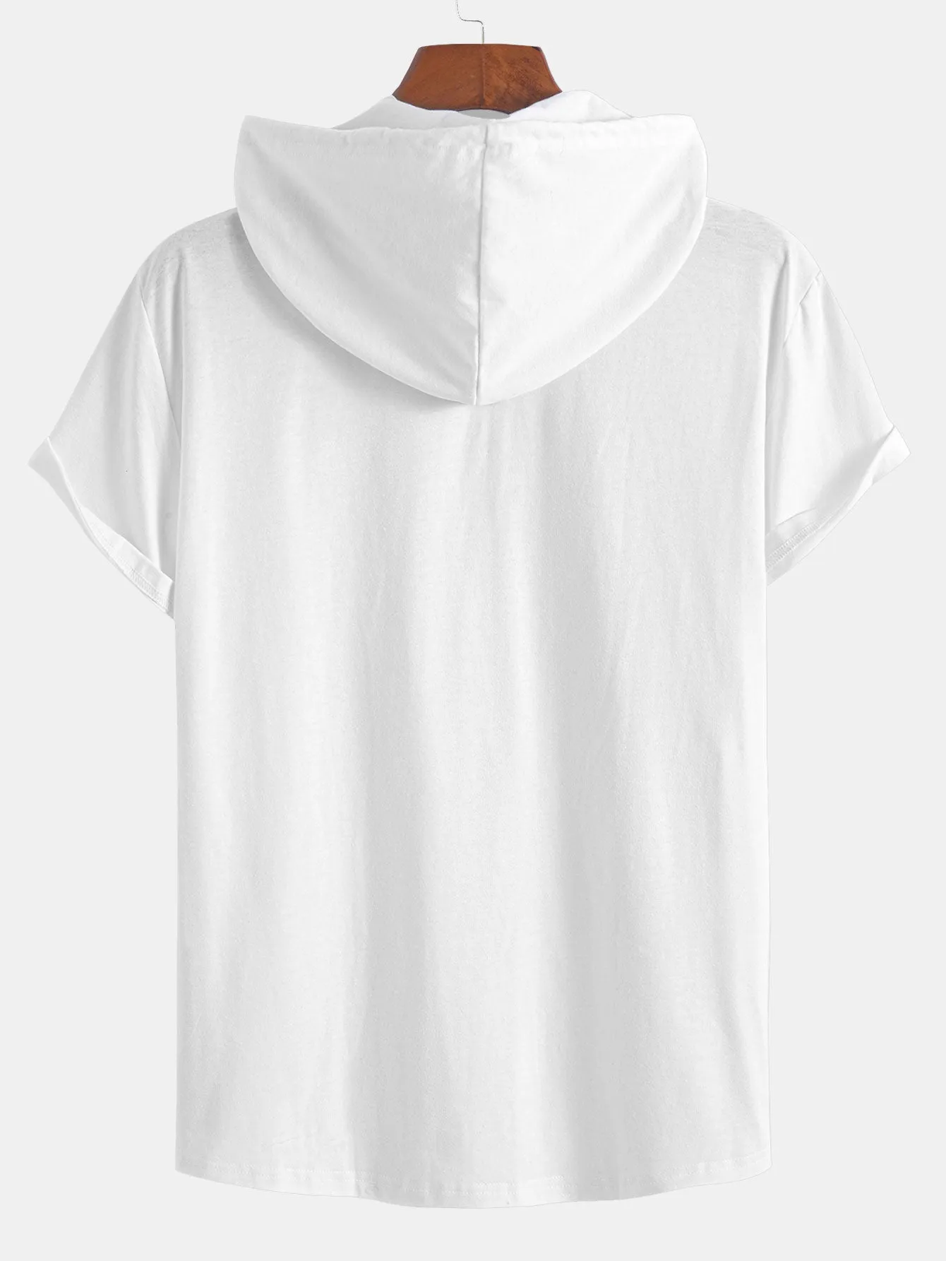 Short Sleeve Henley Hooded T-Shirt